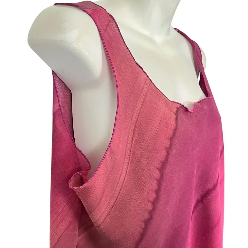 Rapz Womens Sheer Oversized Flowy Lagenlook Top Pull On Skirt Resort Pink sz XL
